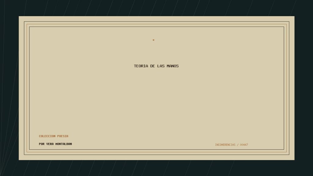Portada de Teoría de las manos, obra de Vera Montalban