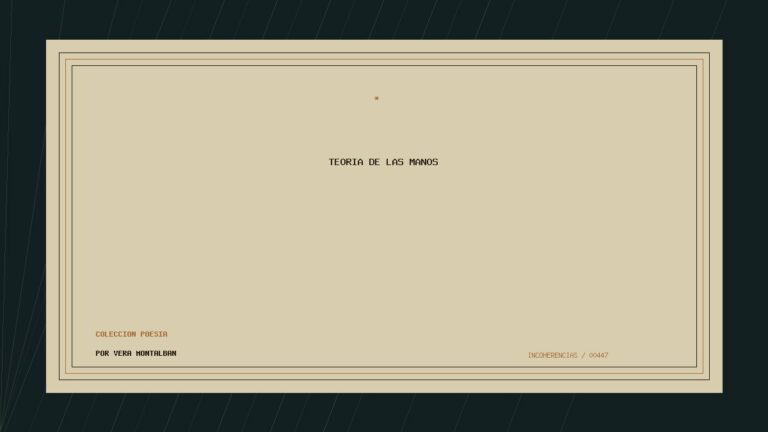 Portada de Teoría de las manos, obra de Vera Montalban