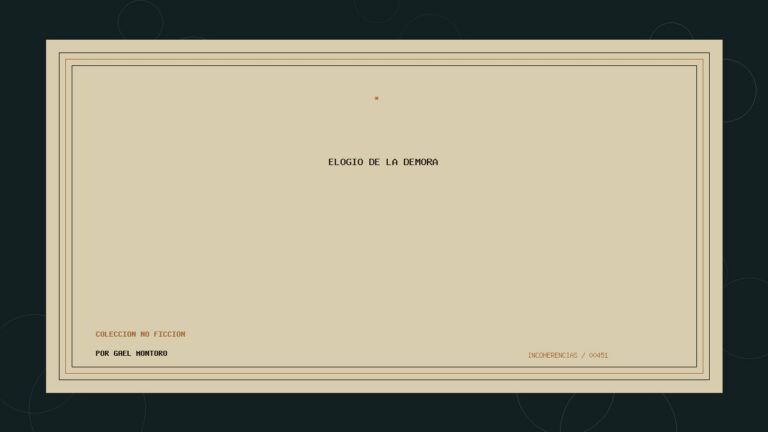 Portada de Elogio de la demora, obra de Gael Montoro