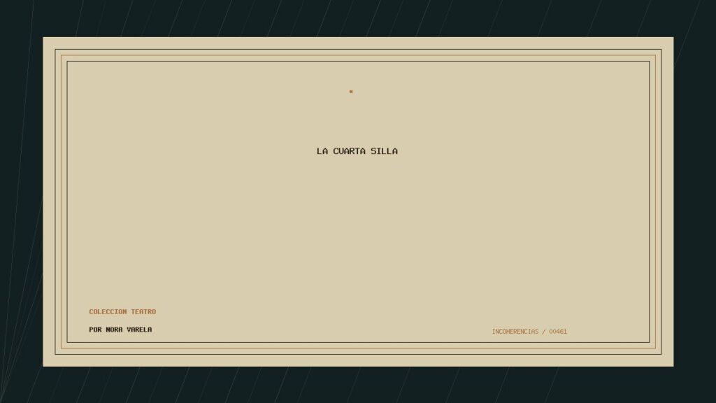 Portada de La cuarta silla, obra de Nora Varela