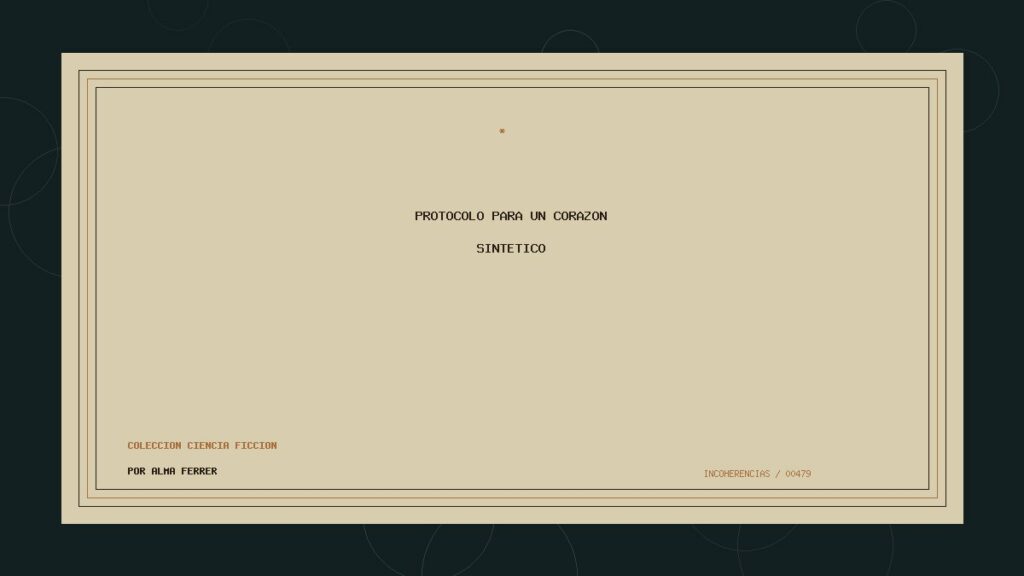 Portada de Protocolo para un corazón sintético, obra de Alma Ferrer