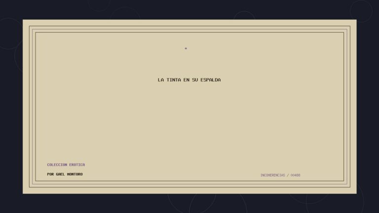 Portada de La tinta en su espalda, work by Gael Montoro
