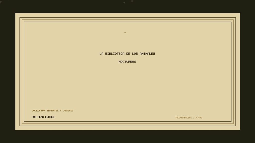 Portada de La biblioteca de los animales nocturnos, obra de Alma Ferrer
