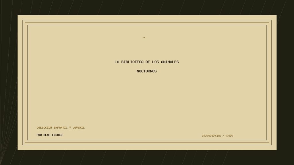 Portada de La biblioteca de los animales nocturnos, obra de Alma Ferrer