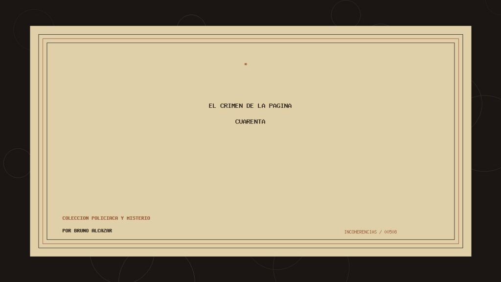 Portada de El crimen de la página cuarenta, obra de Bruno Alcazar