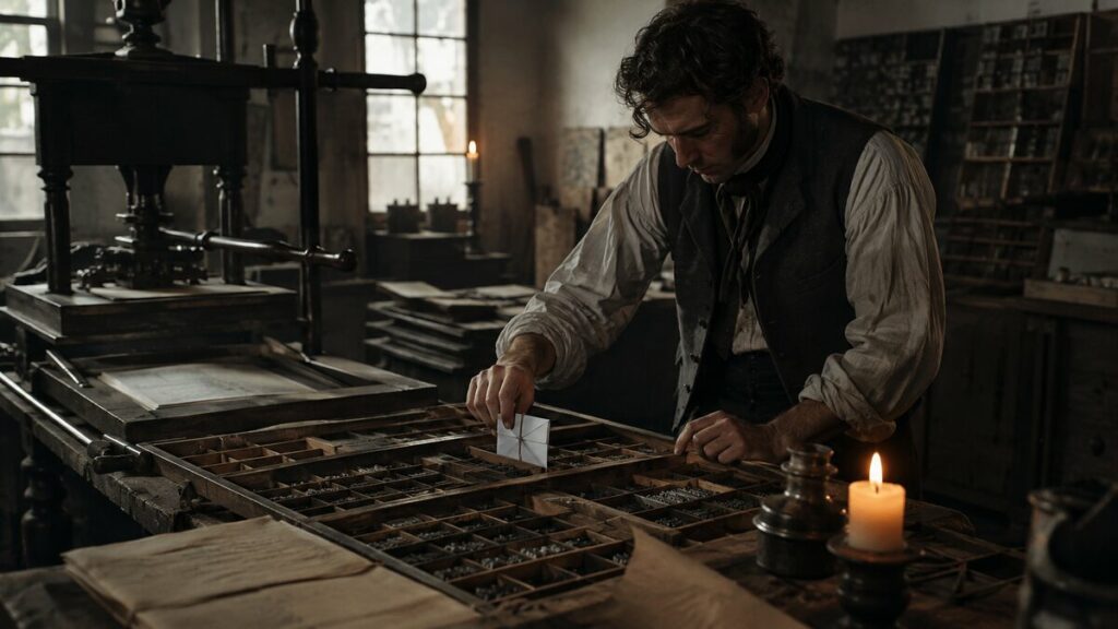 Escena fotorrealista para «Las cartas del impresor de 1812», escrito publicado en Incoherencias