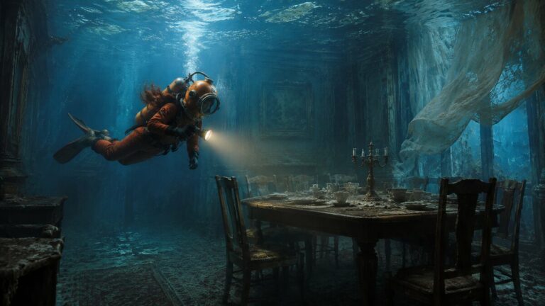 Escena fotorrealista para «Las habitaciones del agua — Capítulo I», escrito publicado en Incoherencias